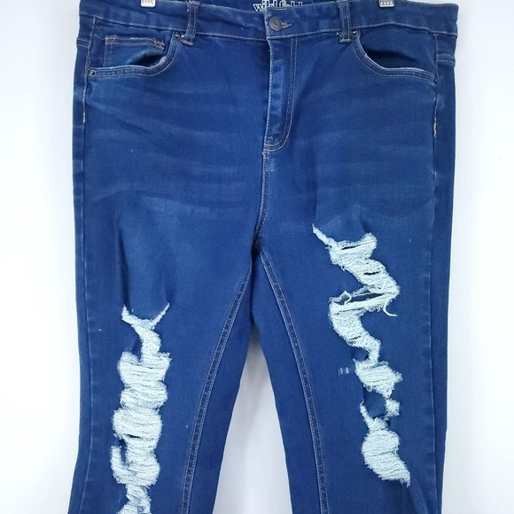 Wild Fable Destroyed Jegging Women's Size 16 Stretch Raw Cuff - Picture 4 of 7